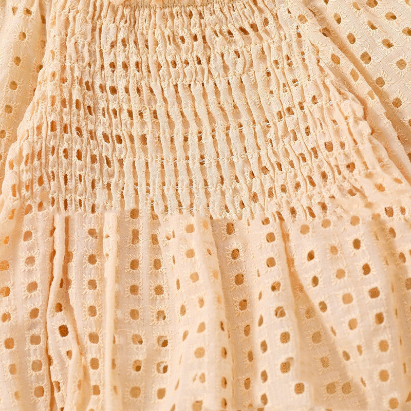 Maglie di cotone per bambina Smocante manica lunga da abbigliamento a spalla