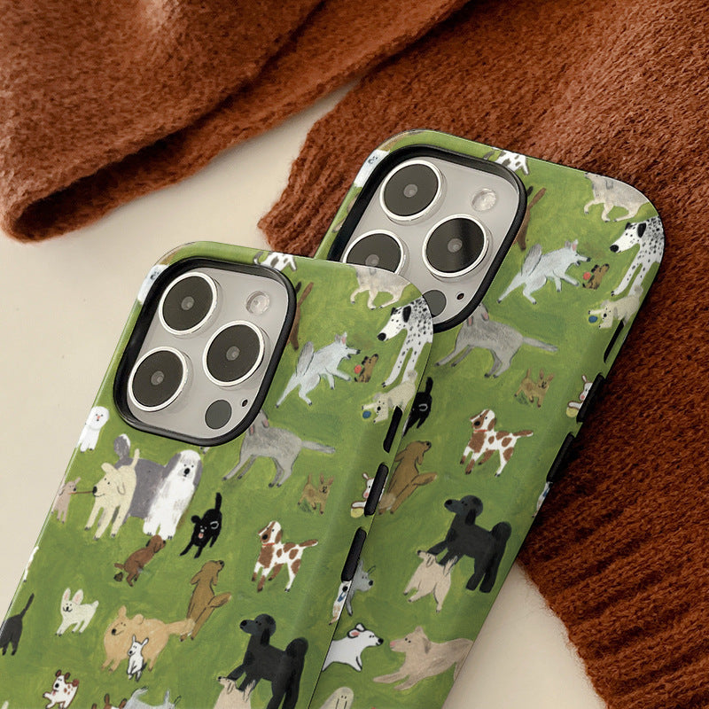 Personnalité de la mode Case de téléphone pour chiens de fond vert