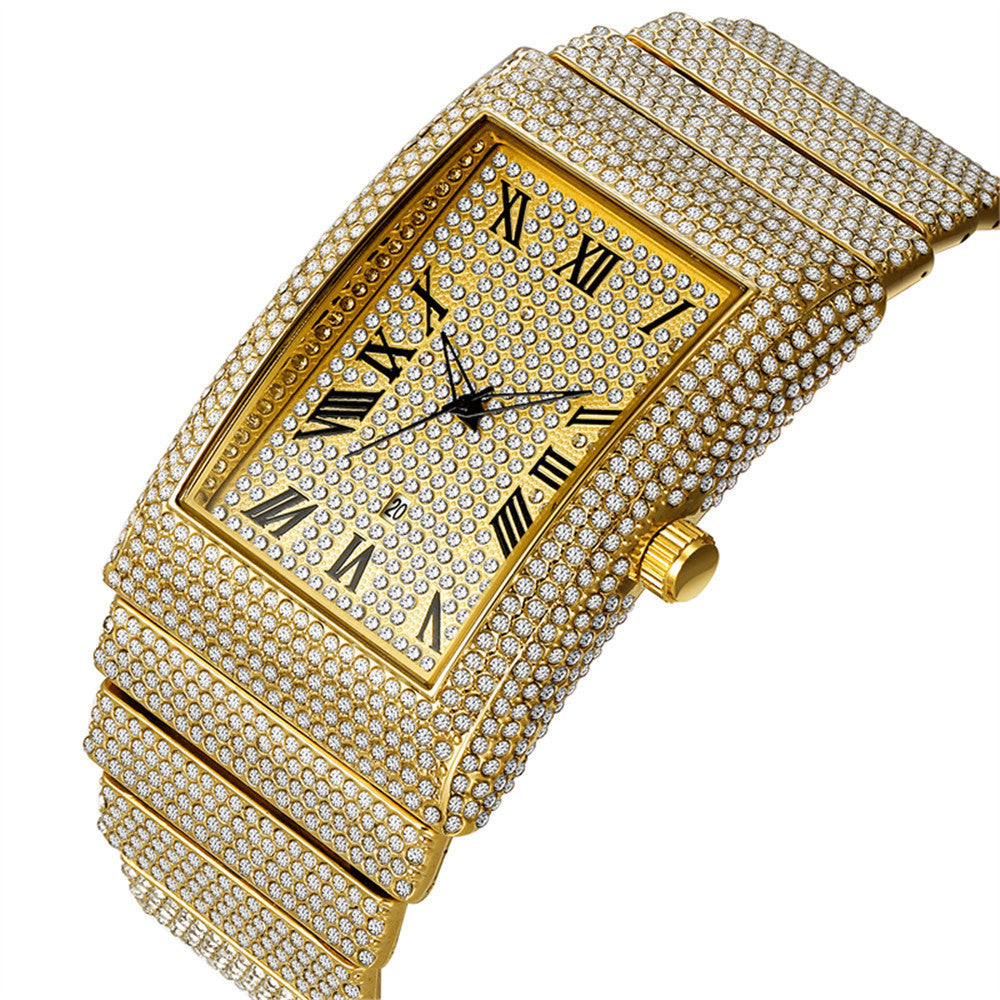 Géant en diamant Giant Shining Starry Golden Calendar Quartz Watch