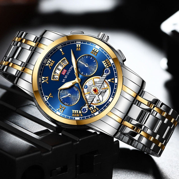 Tourbillon Quartz Watch für Männer aus rostfreiem Stahl