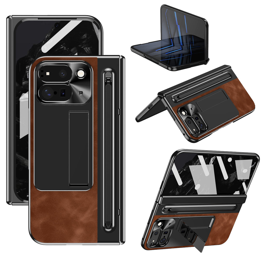 Plain Leather Hinge Fully Wrapped Anti Fall Phone Case