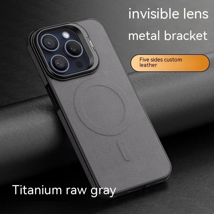 Leather Invisible Bracket Phone Case Magnetic All-inclusive Drop-resistant