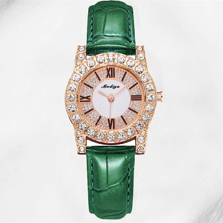 Koreaanse in Koreaanse in dames in diamant-ingebedde creatieve horloge met Romeinse schaal