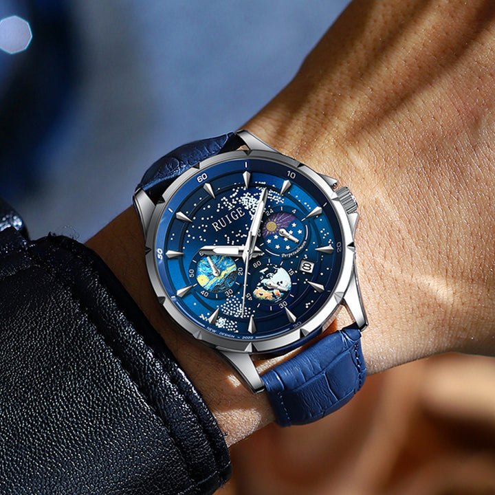 Star Sea Quartz Multifunctionele lichtgevende waterdichte herenhorloge