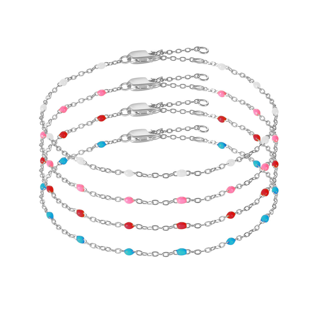 S925 Sterling Silver Color Epoxy Beads Stitching Bracelet