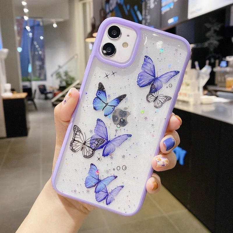 Epoxy glitter vlinder huidvriendelijke telefooncase