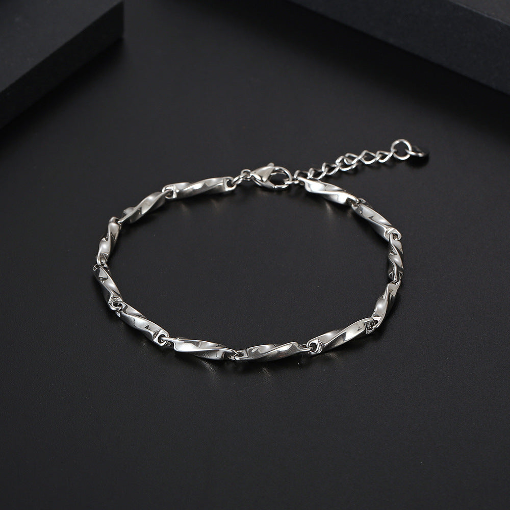 Alloy Twist Stick Bracelet Men's Fashion Bracelet Niche Design Cold Style