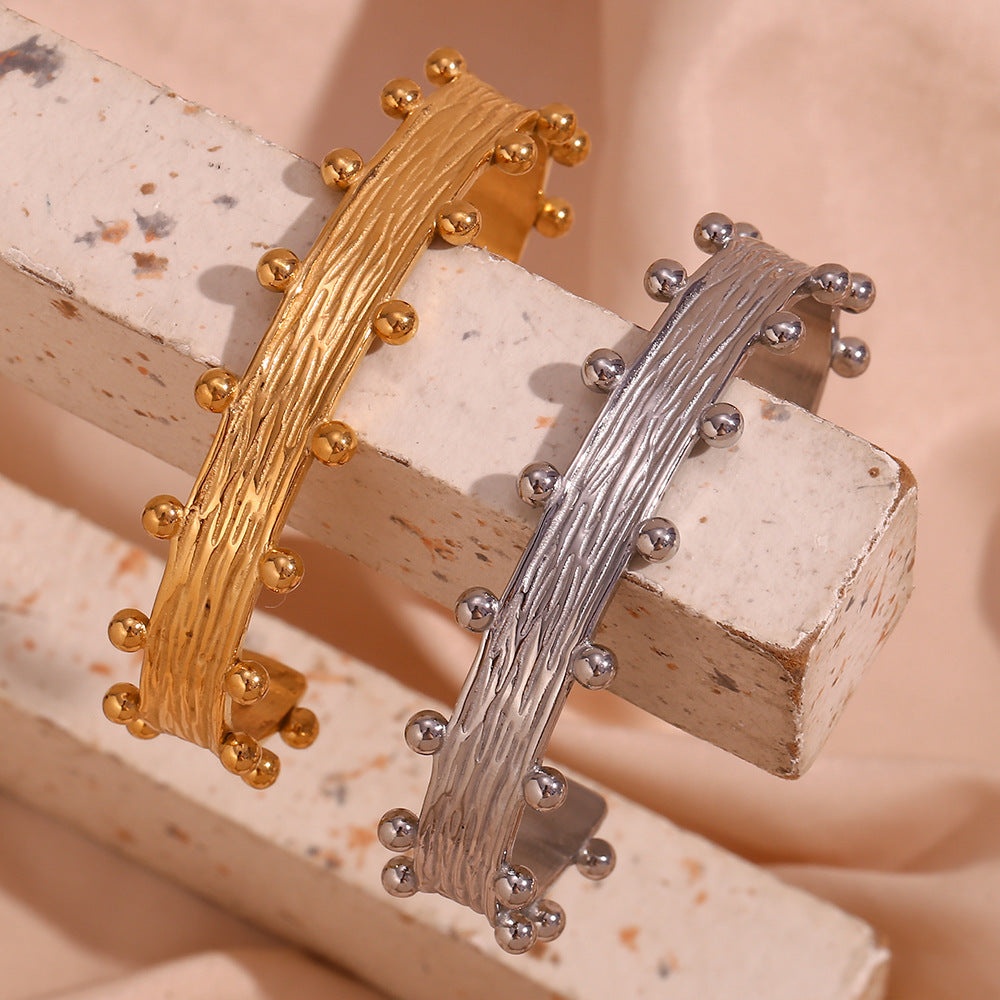 Niche Stainless Steel 18K Gold Plating Cast Brushed Bracelet