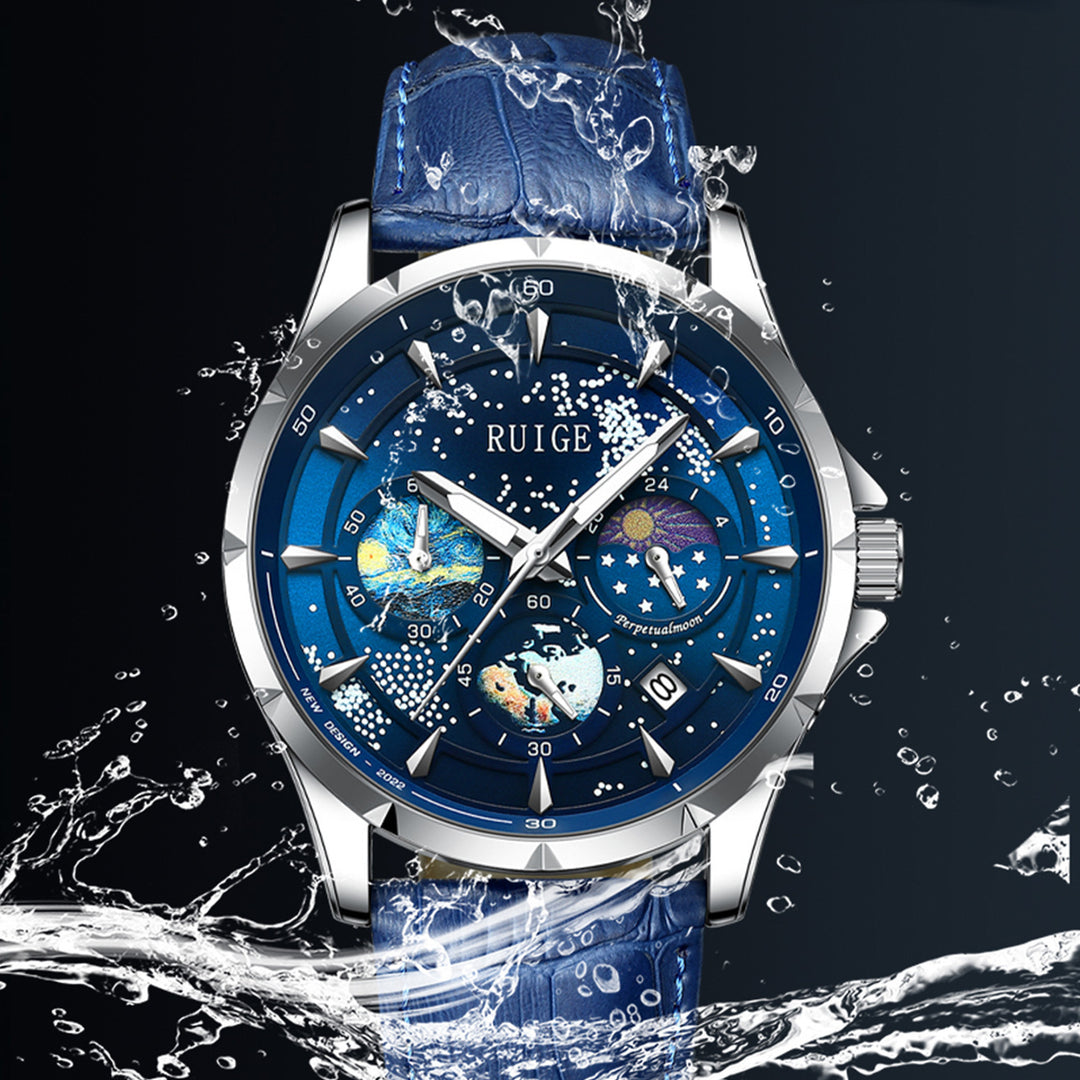 Star Sea Quartz Multifunctionele lichtgevende waterdichte herenhorloge