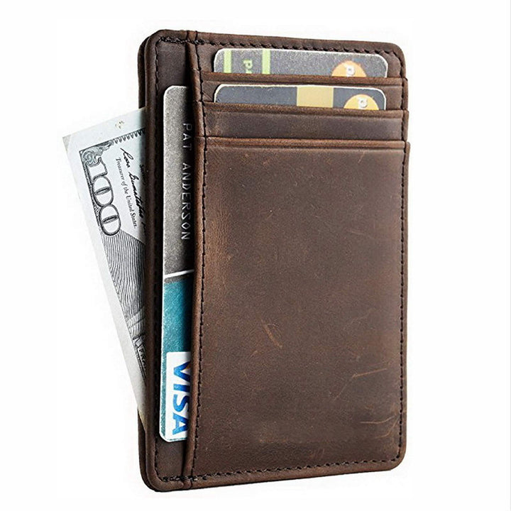 Men's Genuine Leather Anti-theft Swiping Card Holder