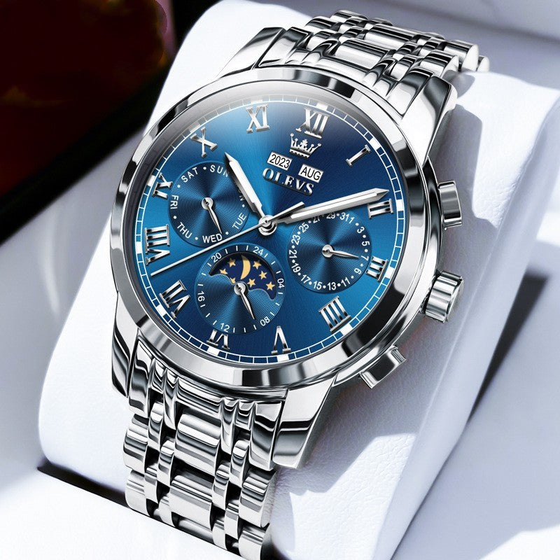 Multifunctional Moon Phase Automatic Mechanical Watch Waterproof Watch