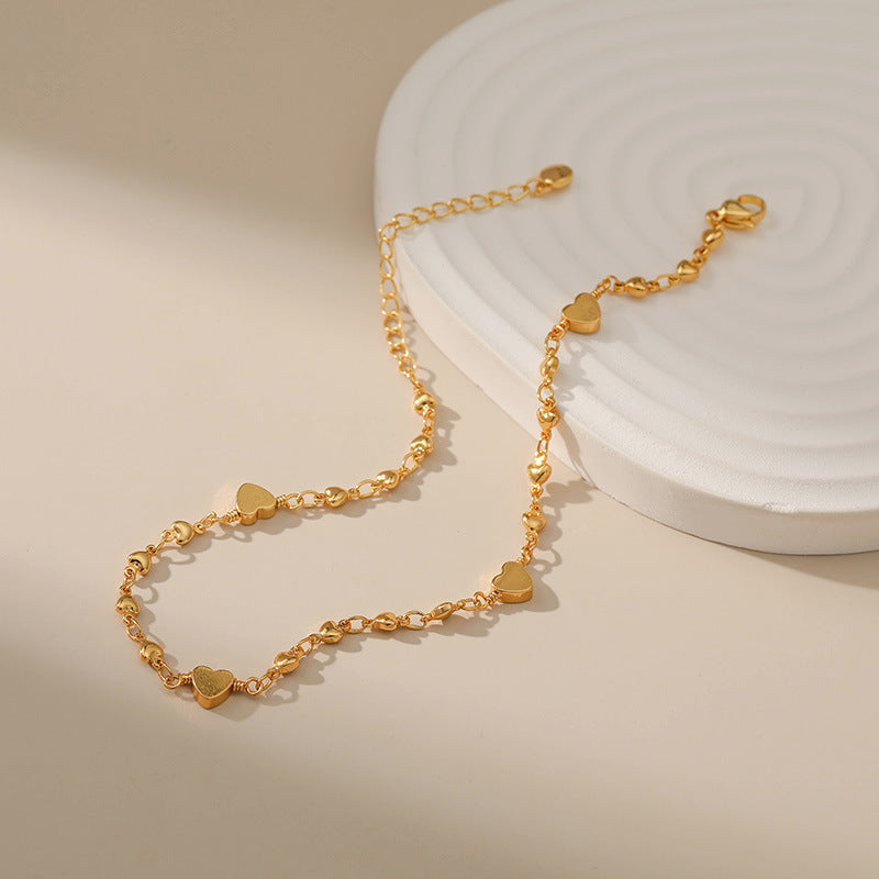 Design de inimă solid de aur de 18k de gleznă dulce și versatilă