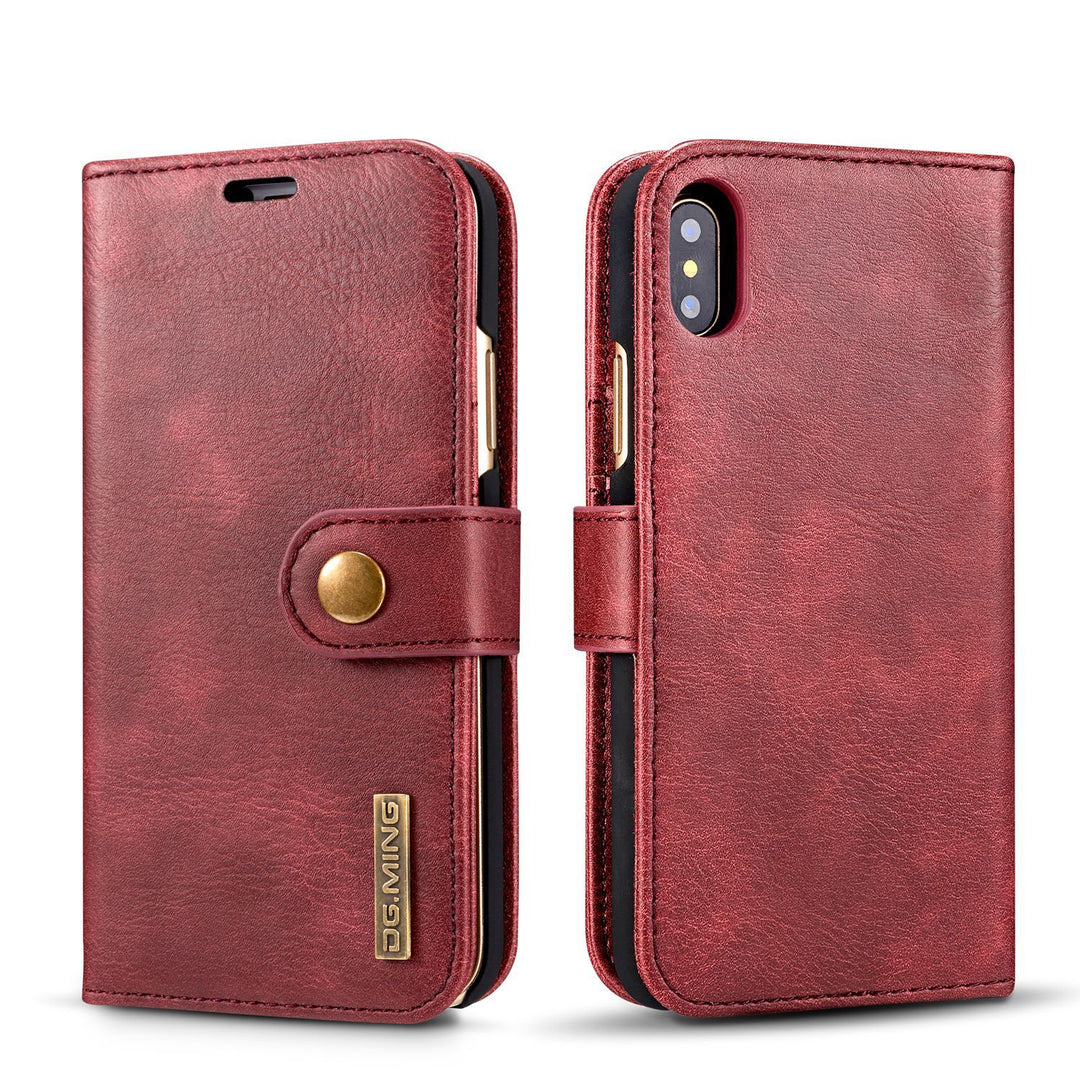 Cowhide Two-fold Split Adsorption Mobile Phone Leather Case