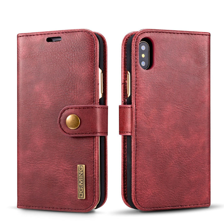 Cowhide Two-fold Split Adsorption Mobile Phone Leather Case