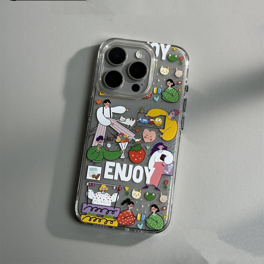 Cartoon Transparent 15promax Phone Case Soft Shell Anti Drop