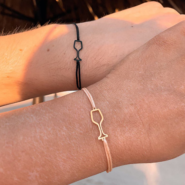 Bracelet tissé de champagne en acier inoxydable créatif réglable