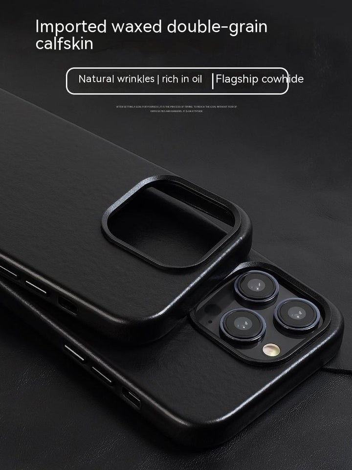 Genuine Leather Full Package Anti Drop Magnetic Suction Minimalist Phone Case