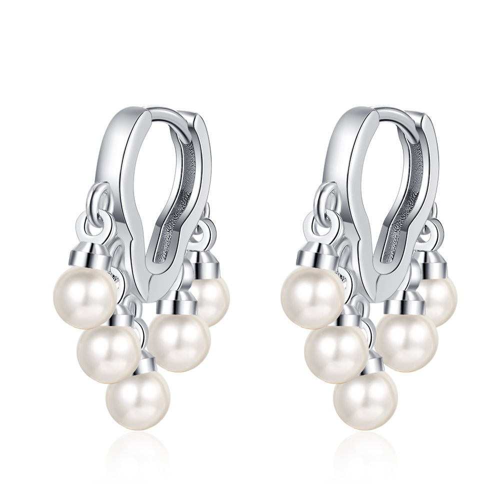 Pendientes de borla de perlas simples y elegantes nubes