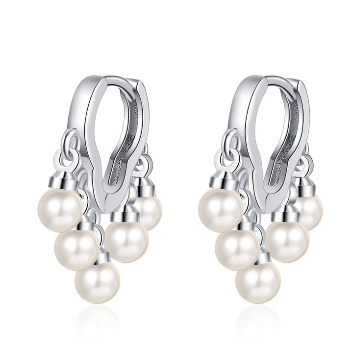 Pendientes de borla de perlas simples y elegantes nubes