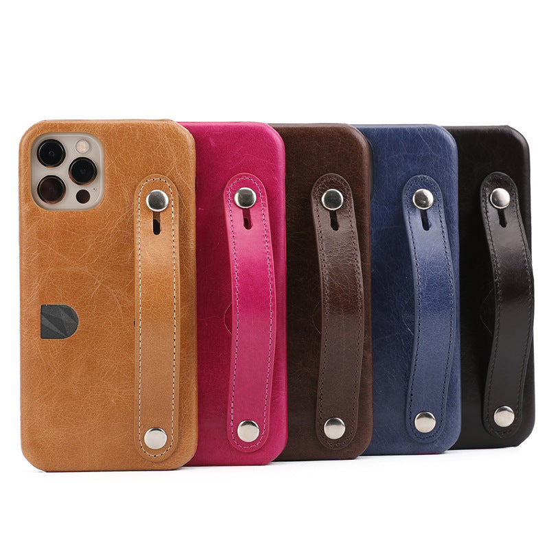 Leather Wrist Strap Card Holder Phone Case Cover