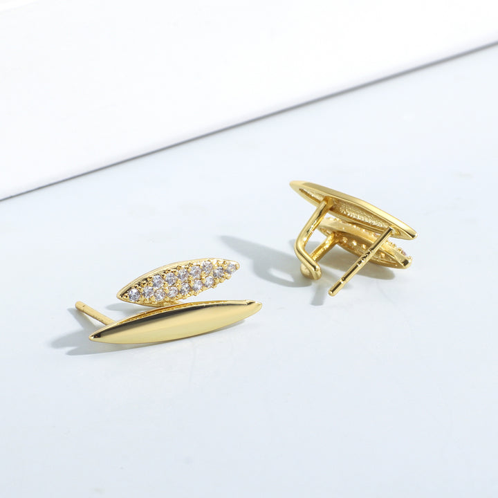 Micro-inlaid Pointed Double-layer Stud Earrings Female Silver Needle