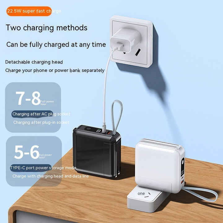 Super Fast Charge With Cable AC Plug 20000 MA Large Capacity Power Bank Wholesale Customization