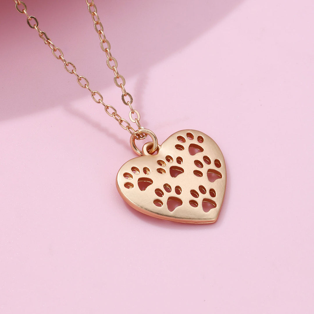 Collier de patte de chat coeur alliage de design creux