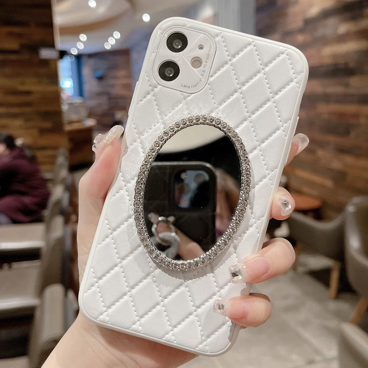 Mobile Phone Case Mirror Diamond Soft Leather