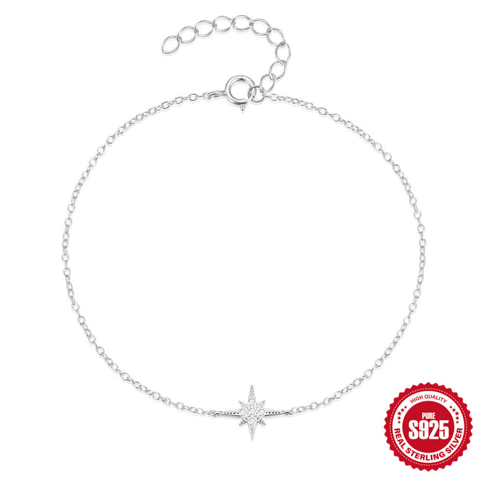 Mode Einfache S925 Sterling Silber Oktagonal Star Frauenarmband