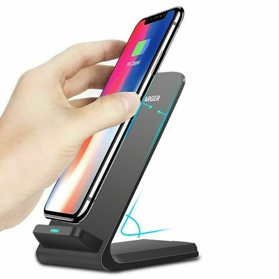 Fast Qi Wireless Charging Stand Dock Charger para iPhone 8 X XS 11 12 13 Pro Max