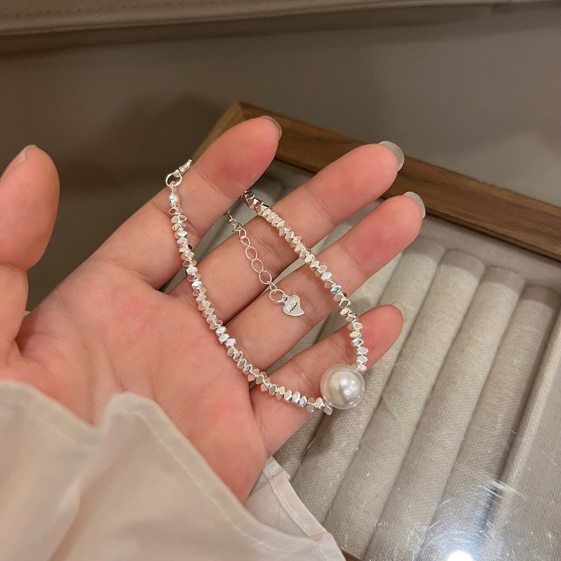 Маленькие кусочки серебряного жемчужного ожерелья женская цепь клавиля