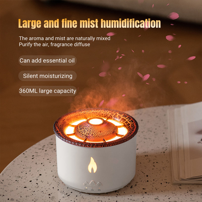 Nouvelle création ultrasonique d'huile essentielle Humidificateur Volcano Aromatherapy Machine Spray Jellyfish Air Flame Humidificateur Diffuseur