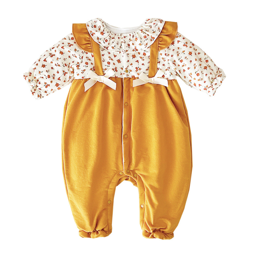 Bebek onesie yeni sahte iki parçalı romper pamuklu kıyafetler
