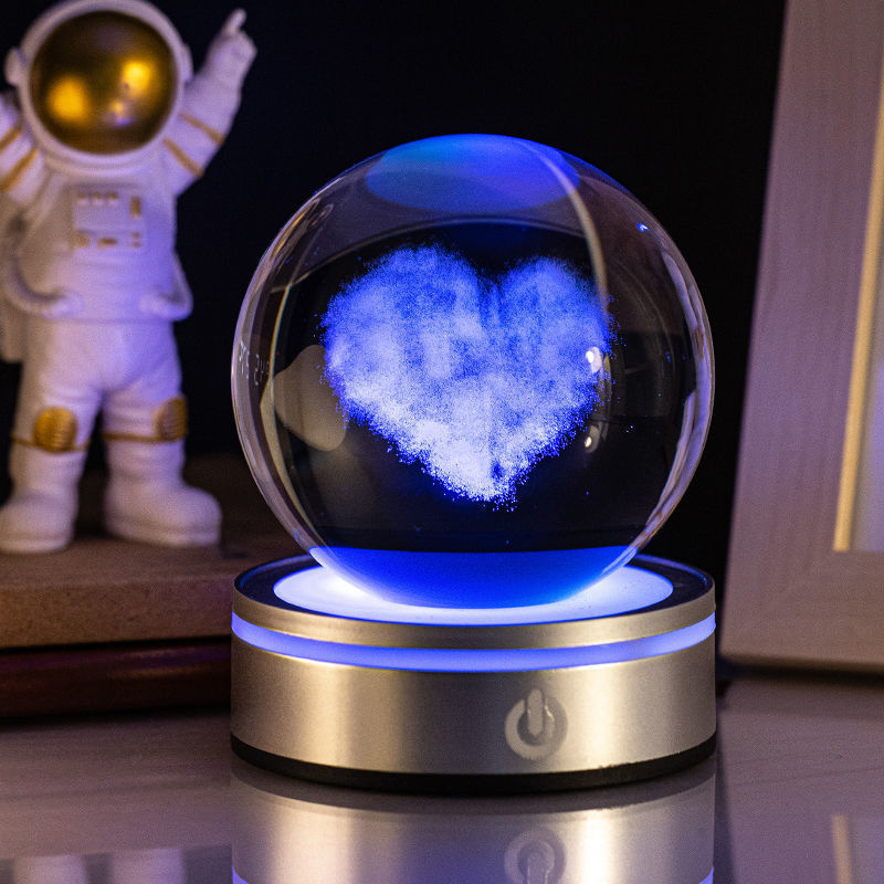 Kreatív 3D belső faragás Világító kristálygömb színes gradiens kis éjszakai lámpa otthoni dekorációk kiválasztása