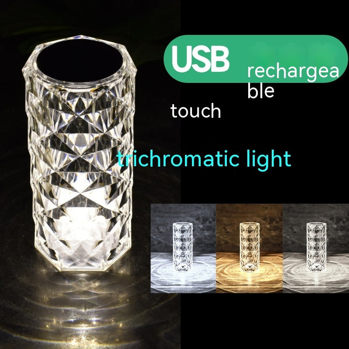 Lampe de table à LED créative de lampe à lampe rose cristalline