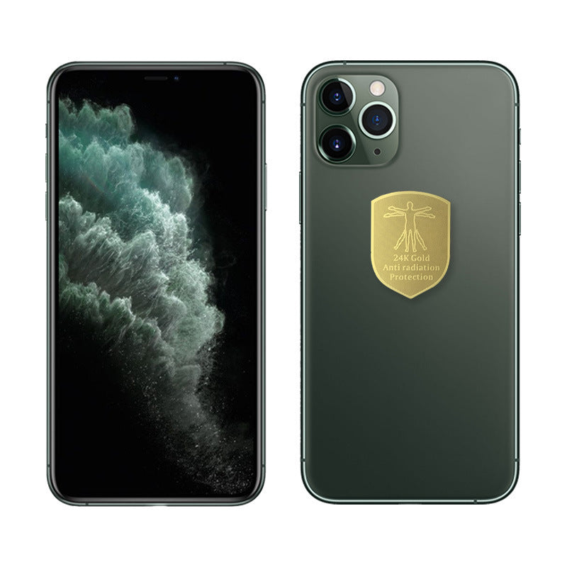 Gold Shield Shaped Two Person Pattern Mobile Phone Sticker