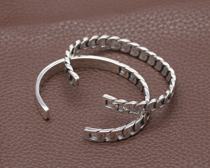 Bracelet simple en détresse en argent sterling et en argent sterling pour femmes