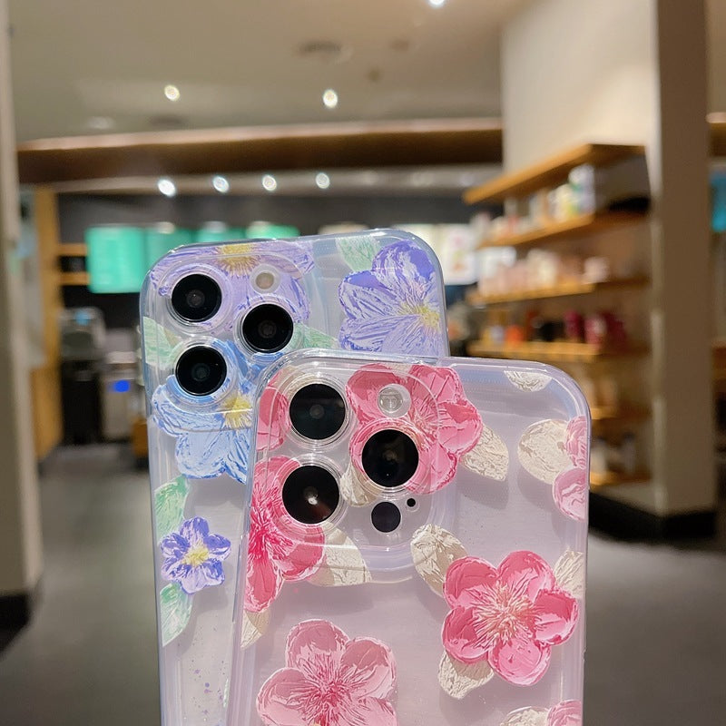 Lankachtige olieverfschilderij Flower Quicksand Phone Case