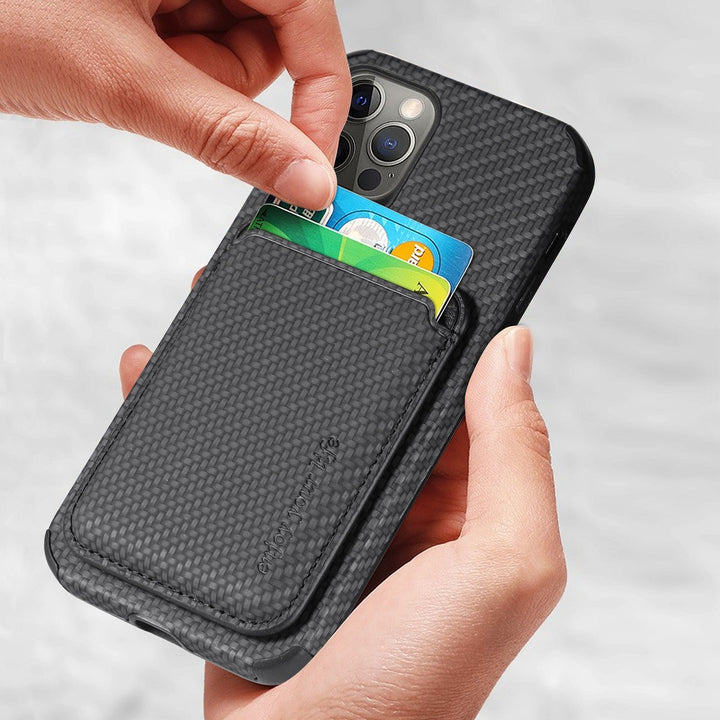 Magnetic Card Holder XR Carbon Fiber Pattern Phone Case