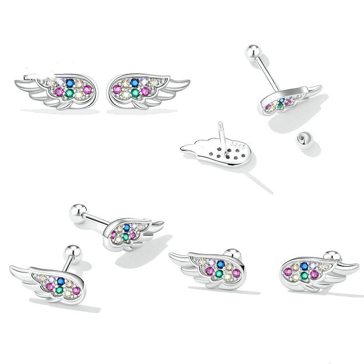 Colorful Zircon Wings Simple And Versatile Earrings