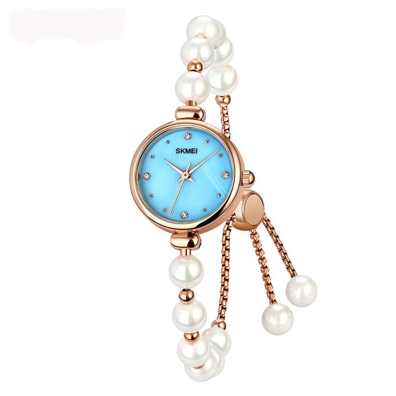 Mode All-Match Elegant Damen Quartz Watch Pearl Natursteingurt Armband Uhr