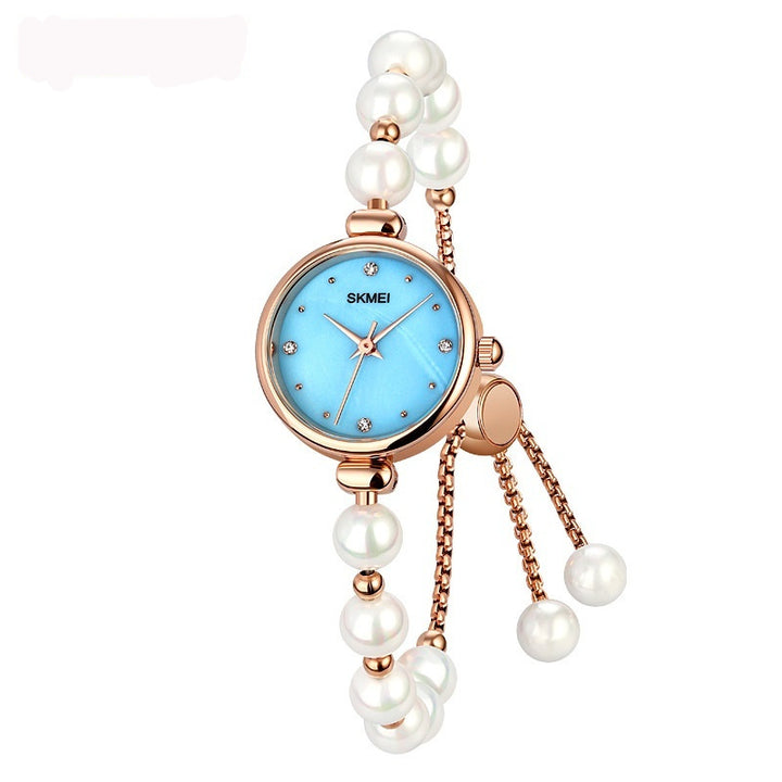 Faiseanta All-Match Galánta Grianchloch na mBan Féach ar Pearl Pearl Cloch Strap Bracelet Watch