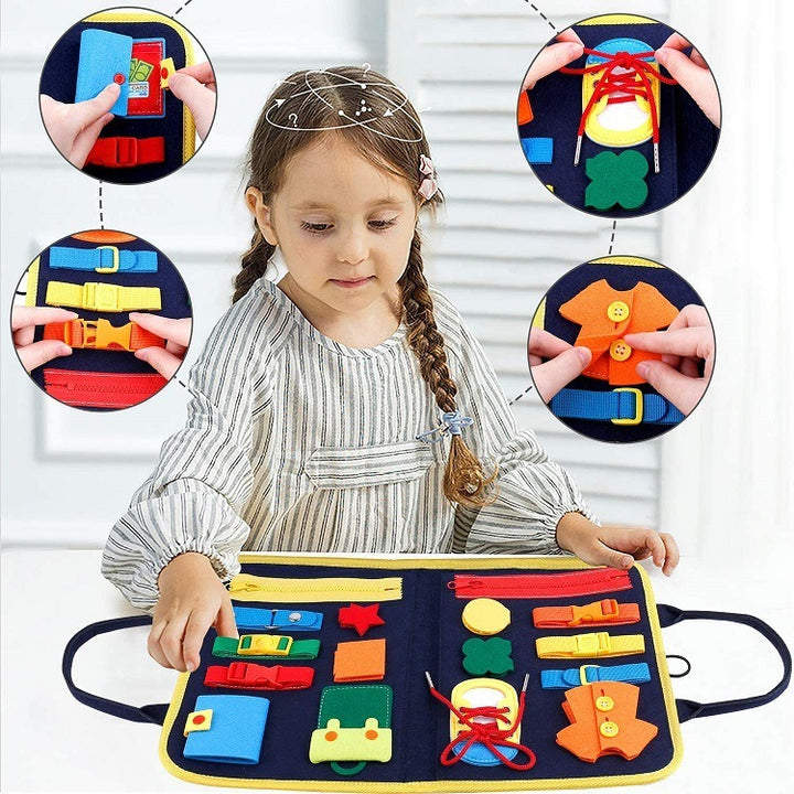 Novo livro Ocupado Livro Infantil Busy Board Dresshing and Butrowing Learning Baby Early Education Pré -escolar Sensory Learning Toy