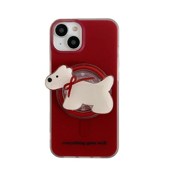 Retro nyttår Red Bow Tie Puppy Drop-resistent telefonveske