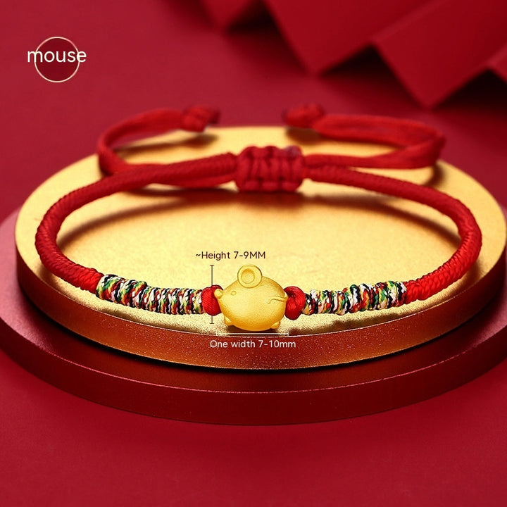 Douze bracelet de corde rouge du zodiaque femelle 925 argent sterling