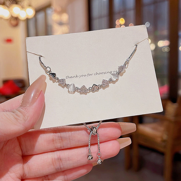 Exquisite Micro-inlaid Opal Heart Bracelet Women