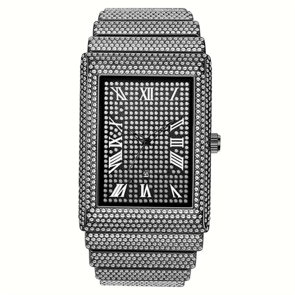 Diamant-ingebedde gigantische stralende sterrenhemel Golden Kalender Quartz Watch