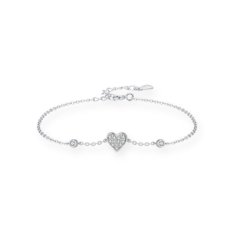 S925 Sterling Silver Sweet Loving Heart Butterfly Bracelet