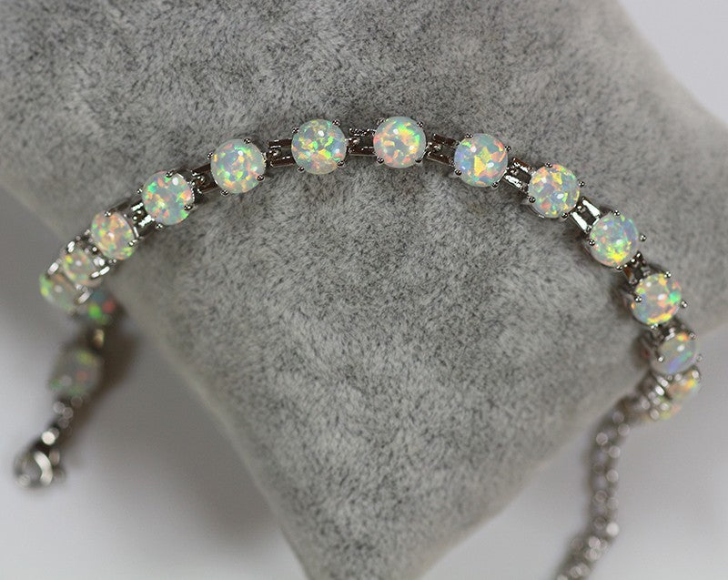 Silver Plated Oval Opal Bracelet Women's Jewelry