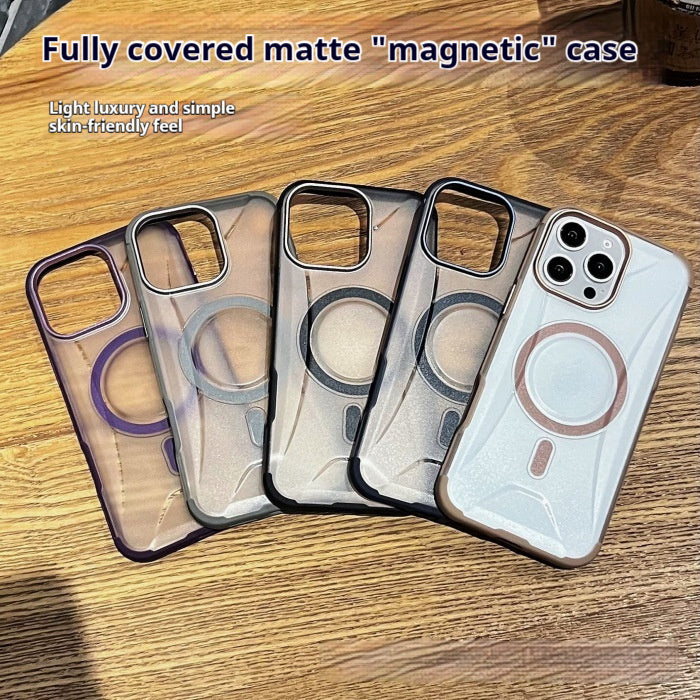 Case de téléphone Armure magnétique Anti-Fall Sket Fored Grosted Grand Hole Protective Cover Protective